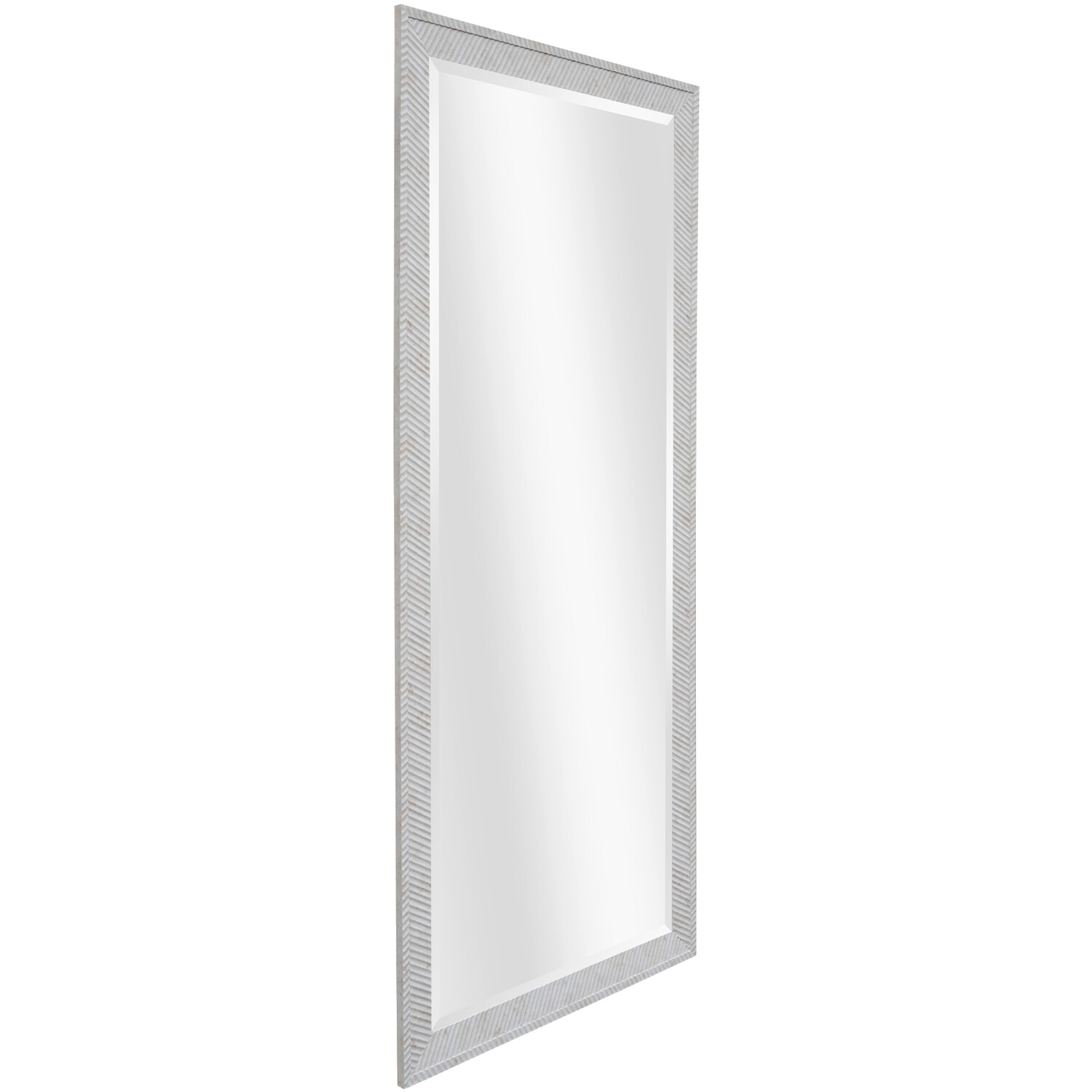 Embossed Stone Effect Bevelled Mirror Silver Image 2
