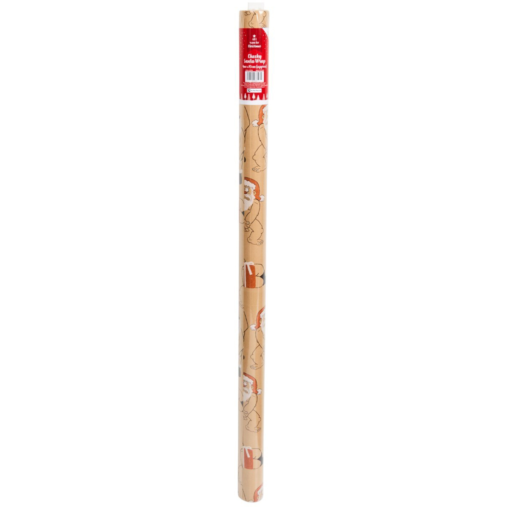 Cheeky Santa Wrapping Paper Beige Image 1