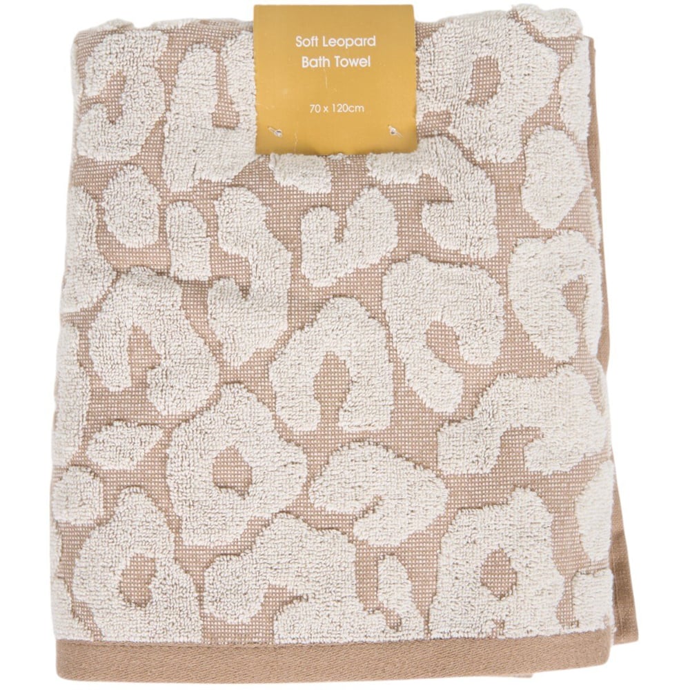 Soft Leopard Bath Towel Cream Image 1