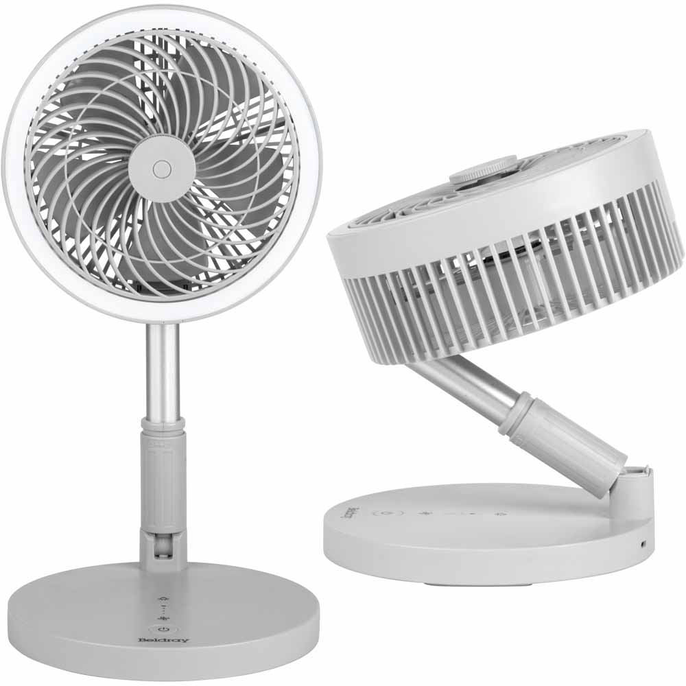 Beldray Cordless LED Foldable Fan Grey Plastic