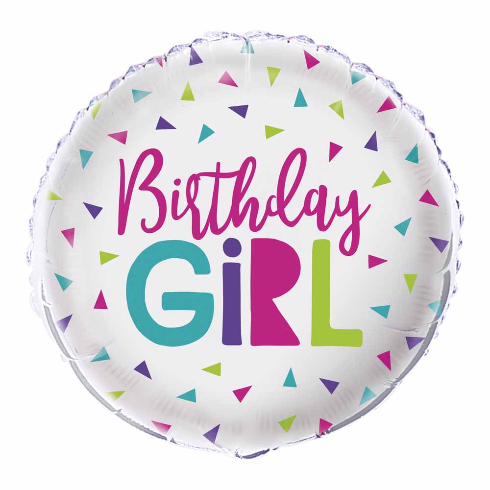 Unique 18in Birthday Girl Foil Balloon Image