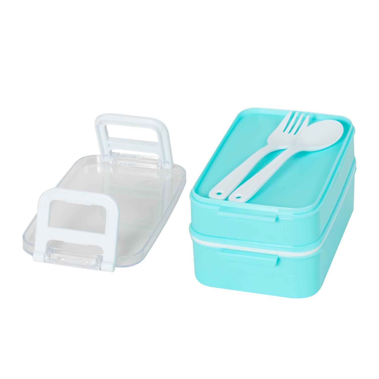 Dual Compartment Lunch Box with Cutlery - Blue Image 3
