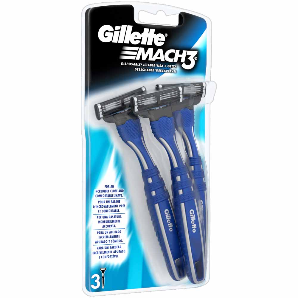 Gillette Mach 3 Men's Disposable Razor 3 pack Image 2