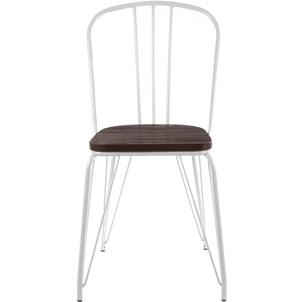 Premier Housewares District White Metal Frame and Elm Wood Dining Chair Image 2