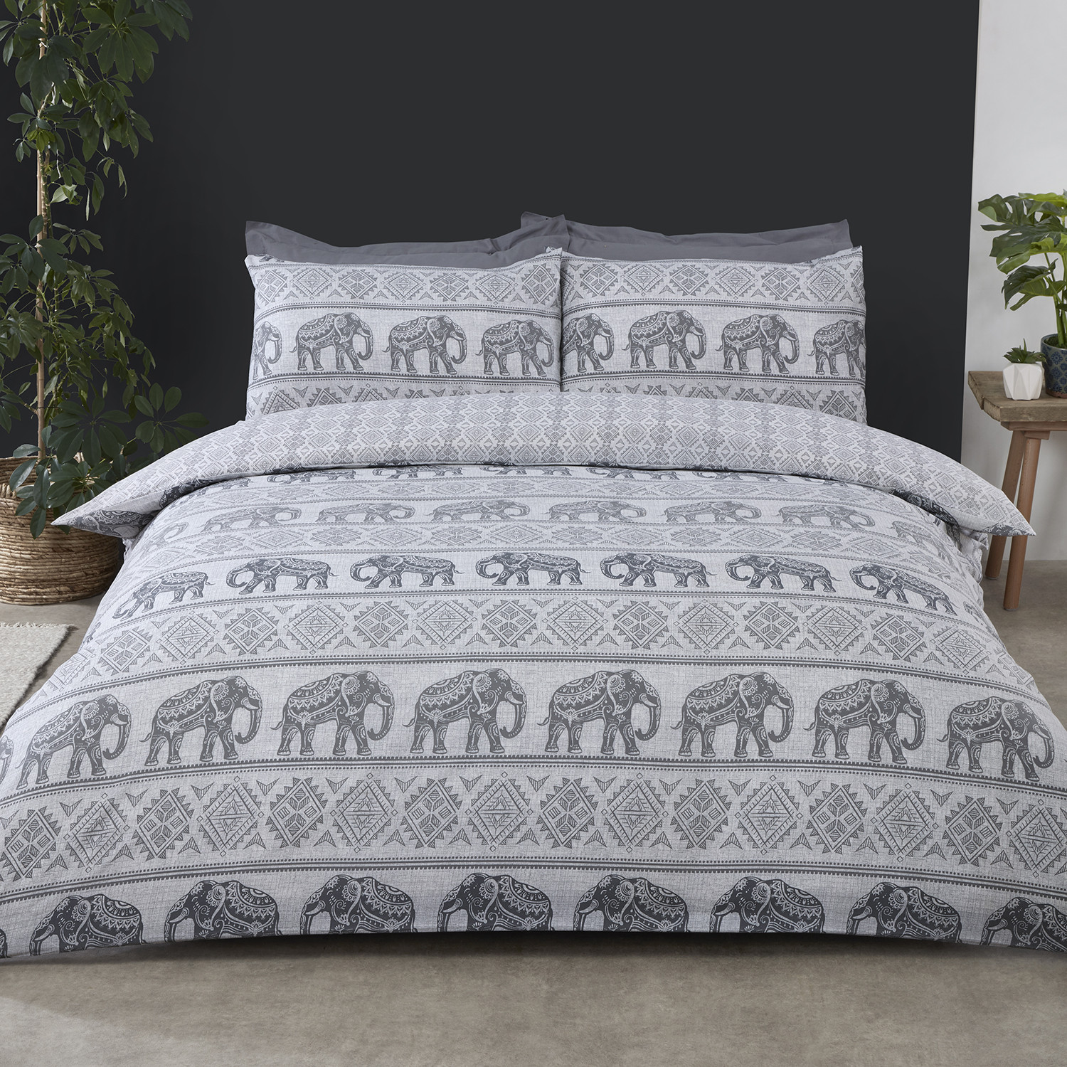 My Home Hathi Elephant Double Duvet Cover and Pillowcase Set Image 1