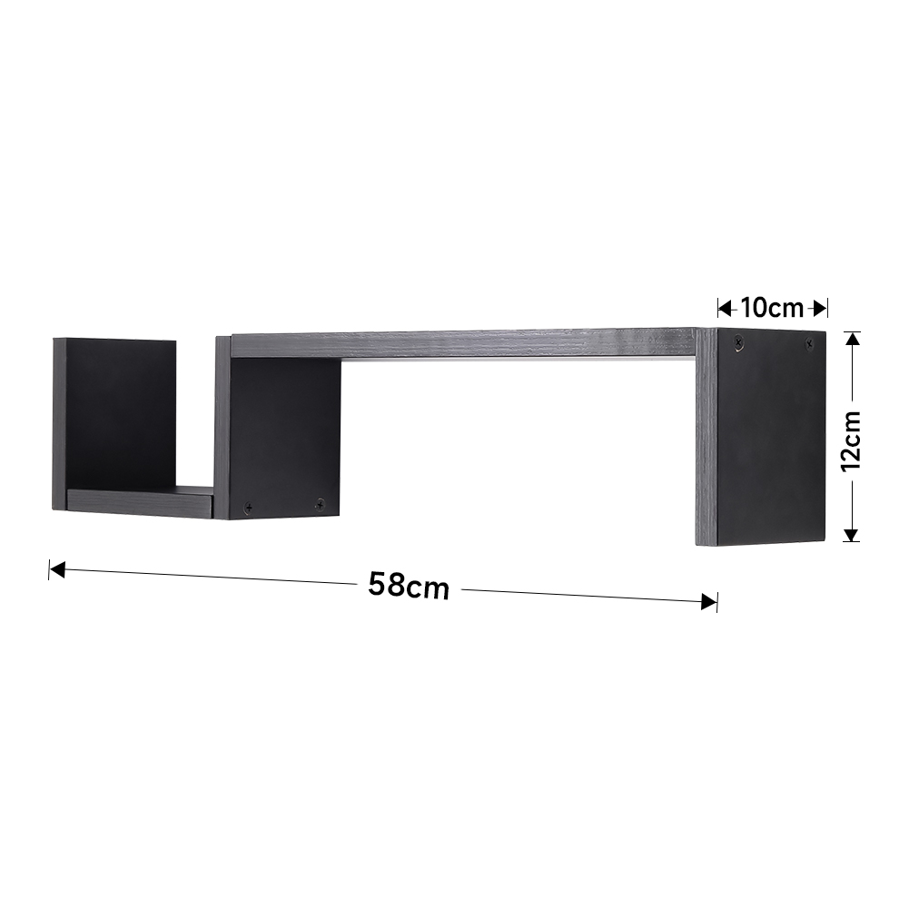 Living and Home 2Tier Black Wooden Floating Shelves Wilko