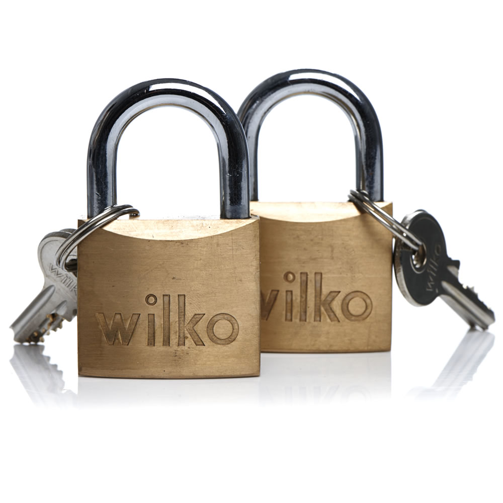 Wilko Brass Double Locking Padlock 40mm 2 pack Image