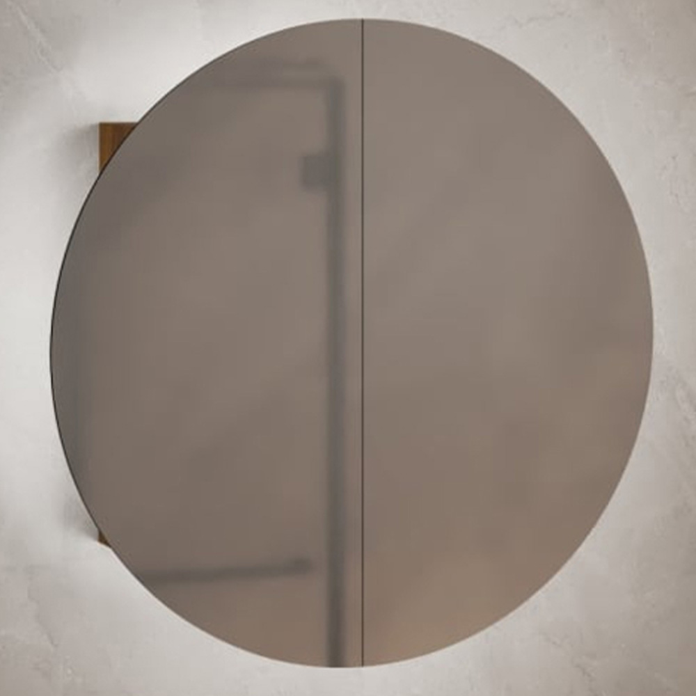 vidaXL 2 Door LED Round Mirror Bathroom Cabinet Image 1