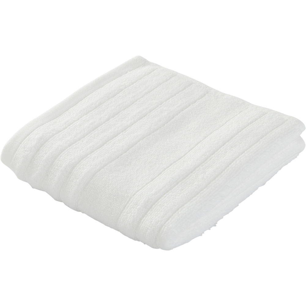 Wilko Ribbed Texture Cotton and Bamboo Fibre White Hand Towel Image 1