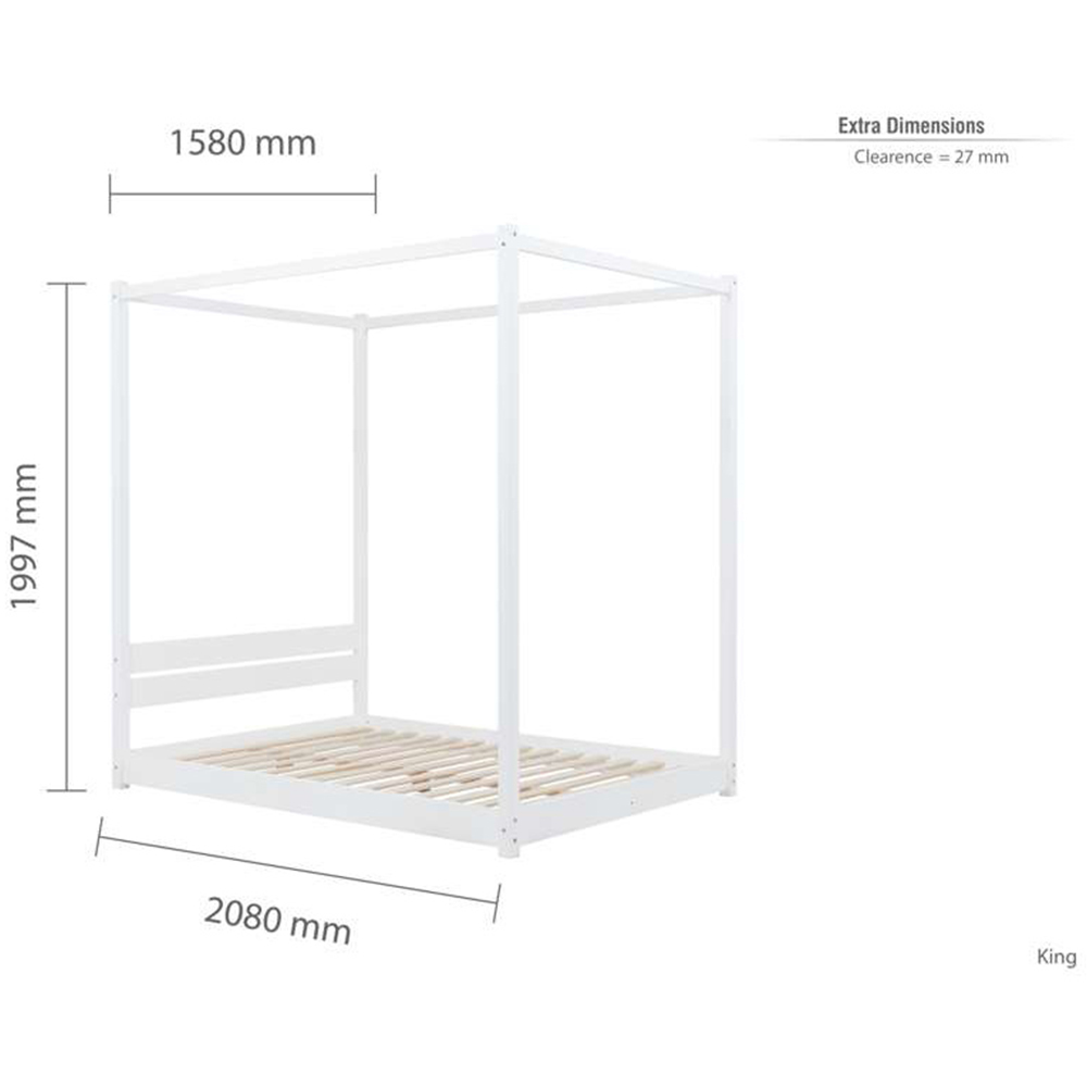 Darwin King Size White Four Poster Bed Image 9