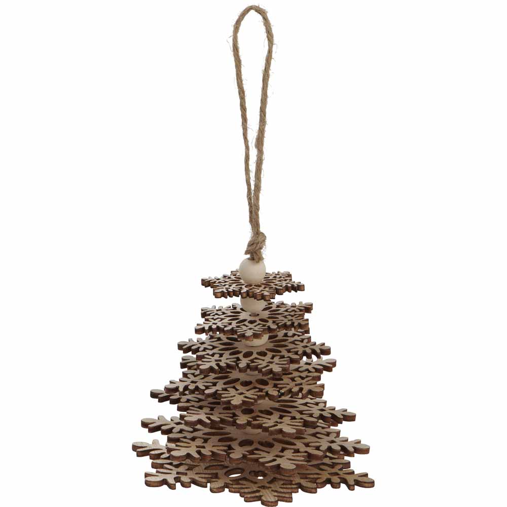 Wilko Cosy Wooden Christmas Tree Decoration Image 1