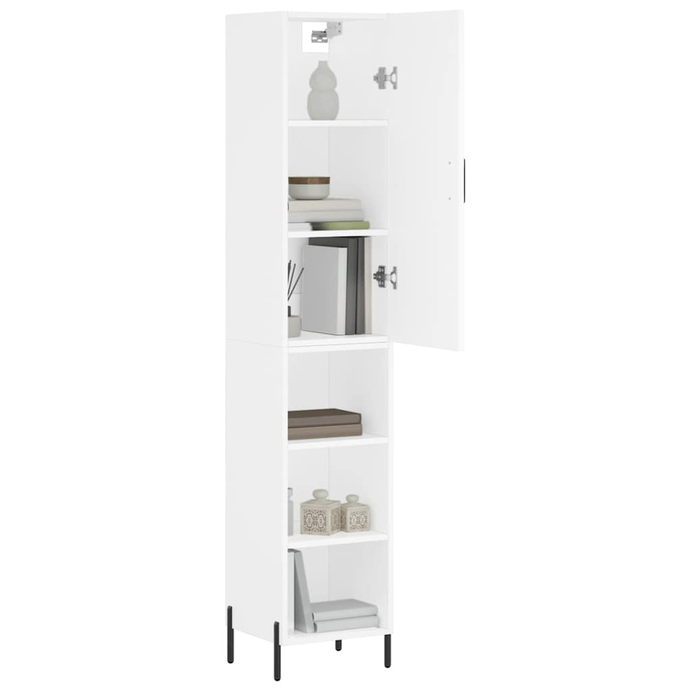 vidaXL Single Door 3 Shelf White Highboard Image 3