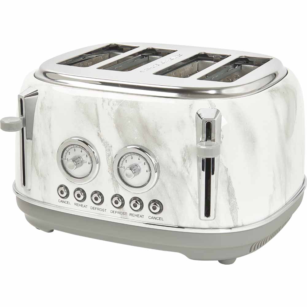 Wilko Marble/Chrome 4 Slice Toaster Image 1