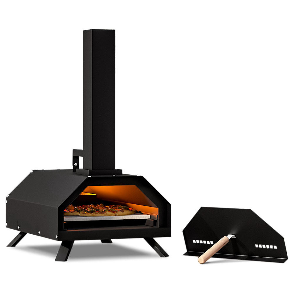 Living and Home CX0142 Black Pizza Oven with Pizza Stone Image 3