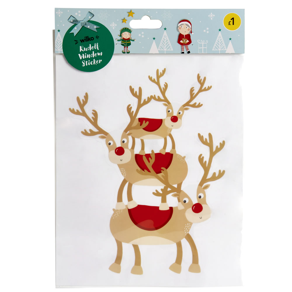 Wilko Kids Christmas Rudolf Window Sticker Wilko