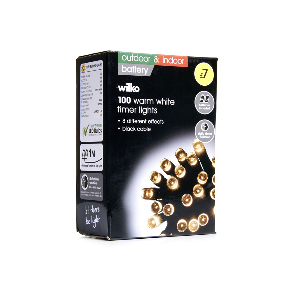 Wilko 100 Warm White Battery Operated Led Lights With Timer
