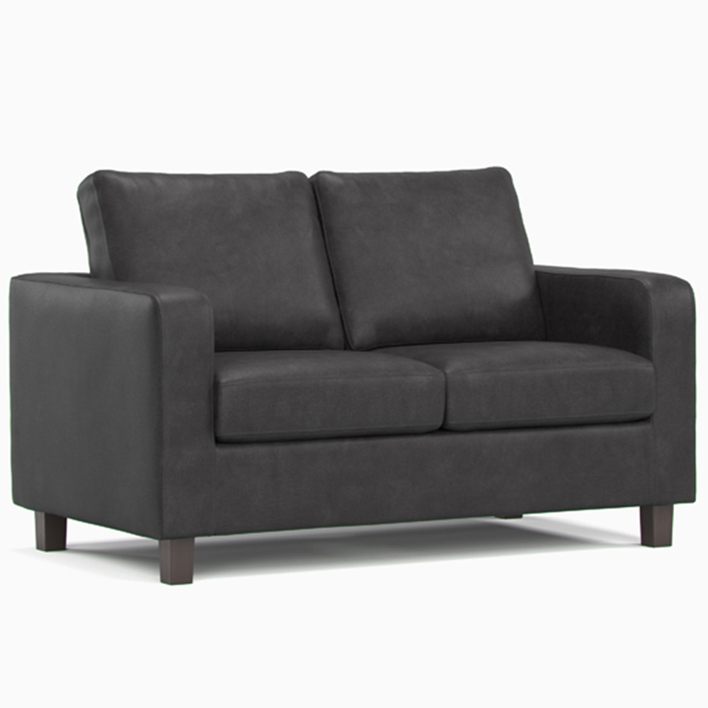 Monroe 2 Seater Black PU Leather Sofa Image 2