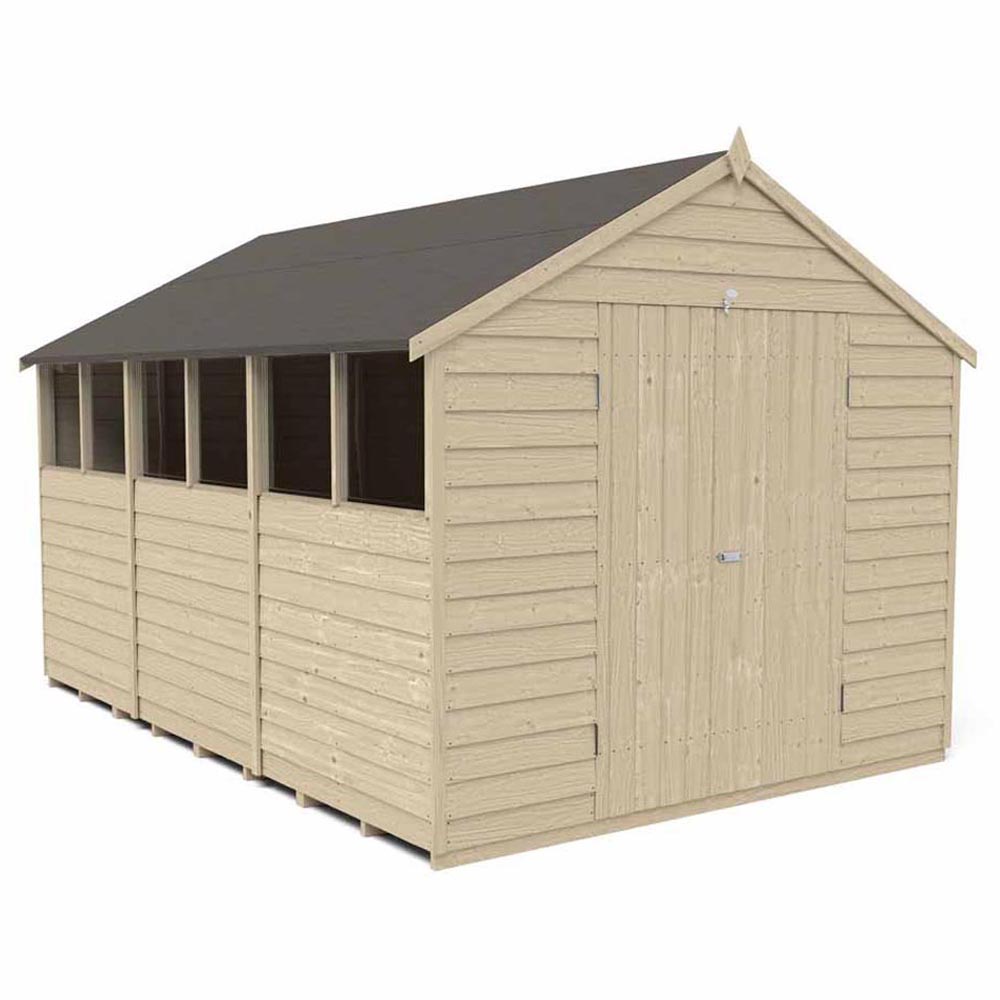 Forest Garden 12 x 8ft Double Door Overlap Pressure Treated Apex Shed Image 1