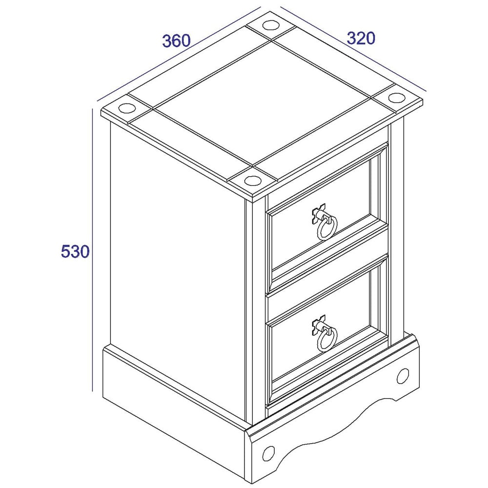 Corona 2 Drawer Antique Wax Petite Bedside Table Image 7