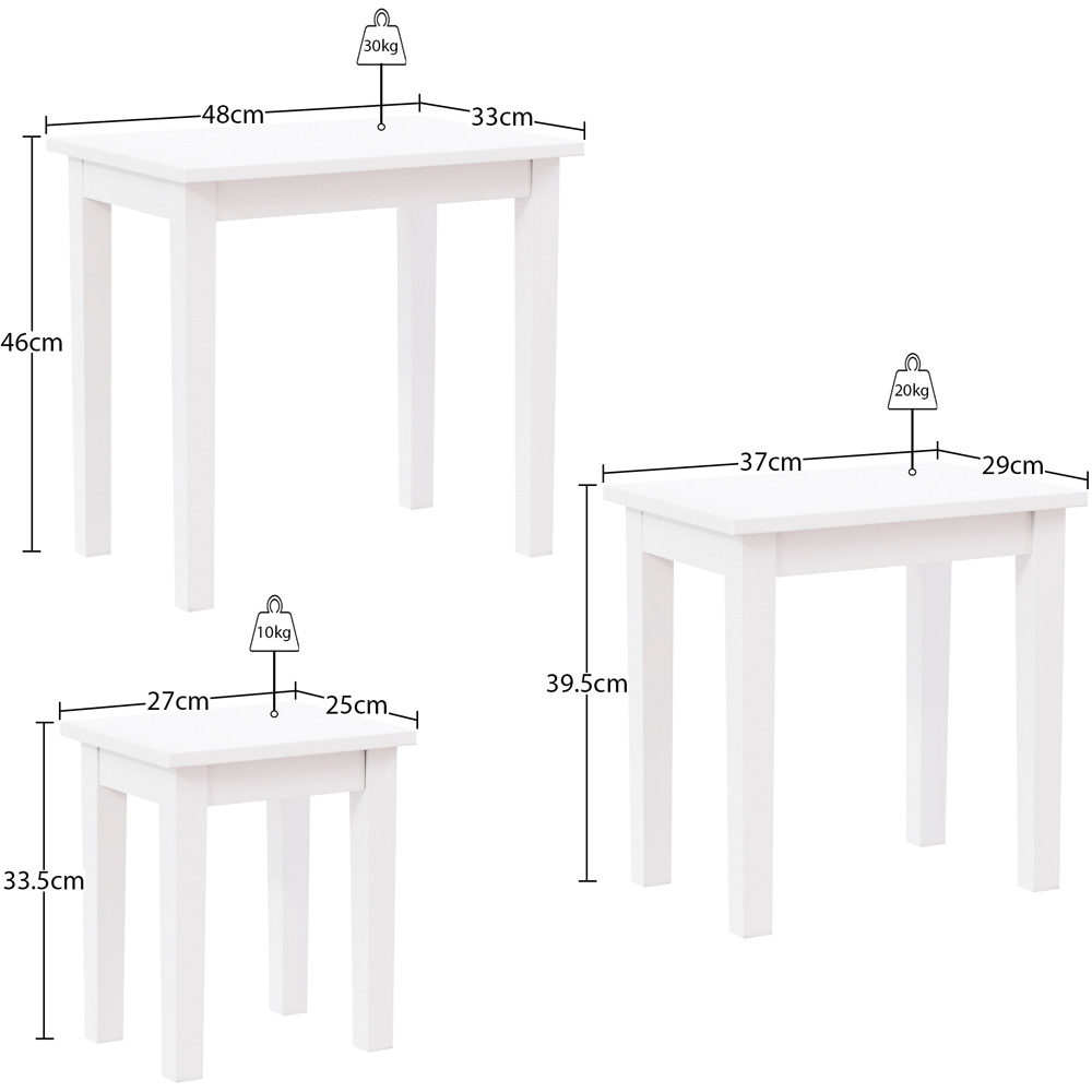 Vida Designs Yorkshire White Nest of Tables Set of 3 Image 9