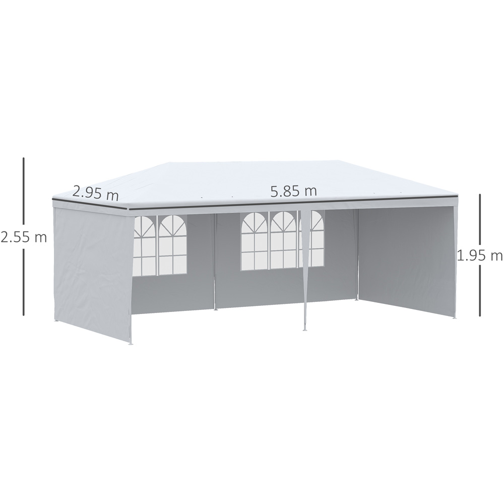 Outsunny 6 x 3m White Party Tent with Windows and Side Panels Image 7
