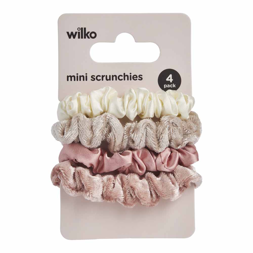 Pearl Fashion Satin Mini Scrunchie 4 Pack Image 2