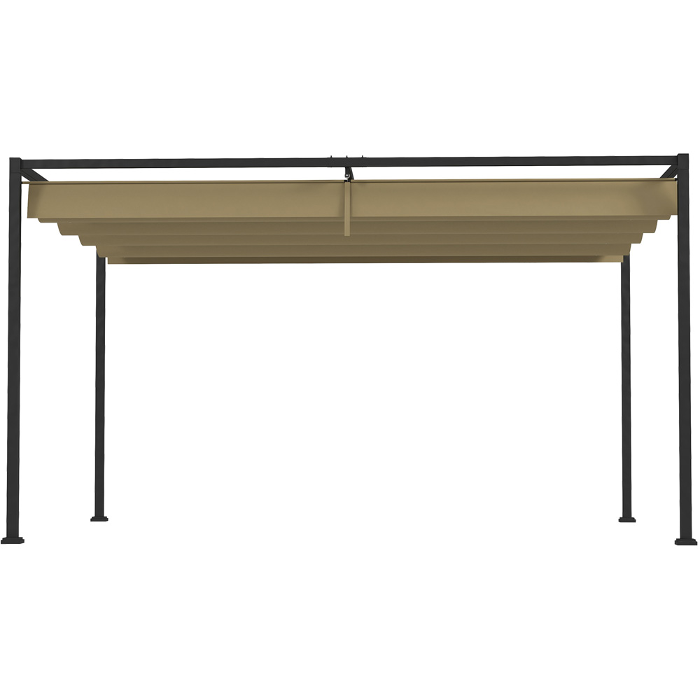 Outsunny 3 x 2m Khaki Steel Frame Retractable Roof Pergola Image 2
