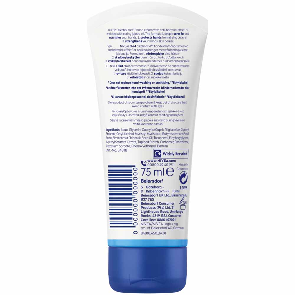 Nivea Care and Protect Anti-Bacterial Hand Cream 75ml Image 2