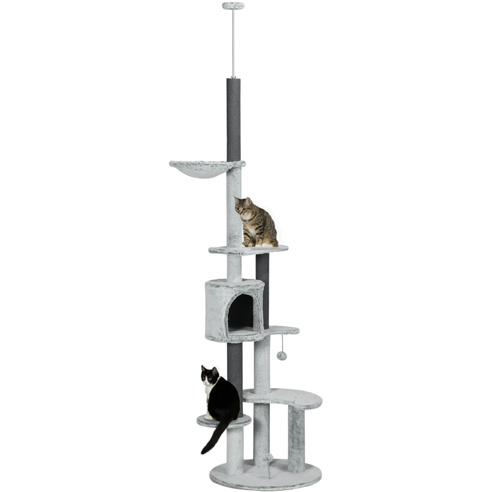 PawHut Floor to Ceiling Cat Tree with Scratching Post Image 1