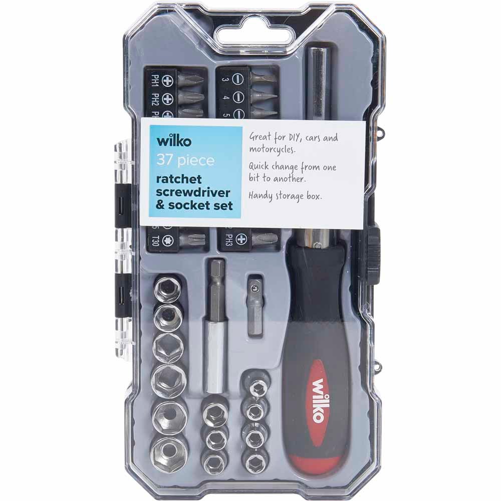 Wilko Ratchet Screwdriver and Socket Set 37 Piece Wilko