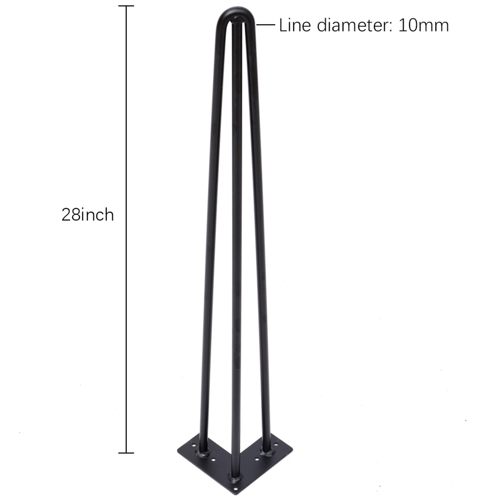 Living and Home 4 Pack Black Non Slip Metal Hairpin Table Legs 70cm Image 8