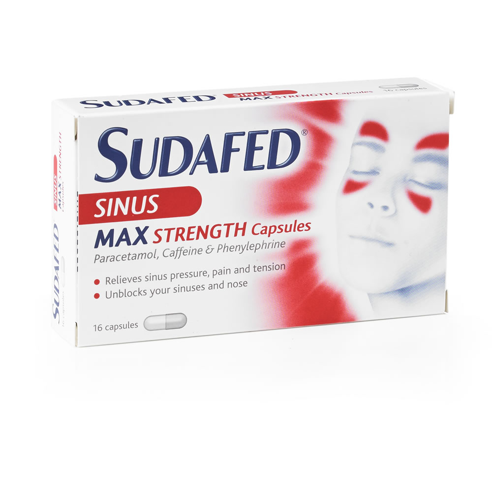 Sudafed Sinus Max Strength Capsules 16 pack  - wilko