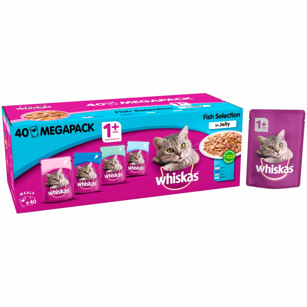 Whiskas Adult 1 Years+ Fish Selection in Jelly Cat Food Pouches 40x100g Image 3