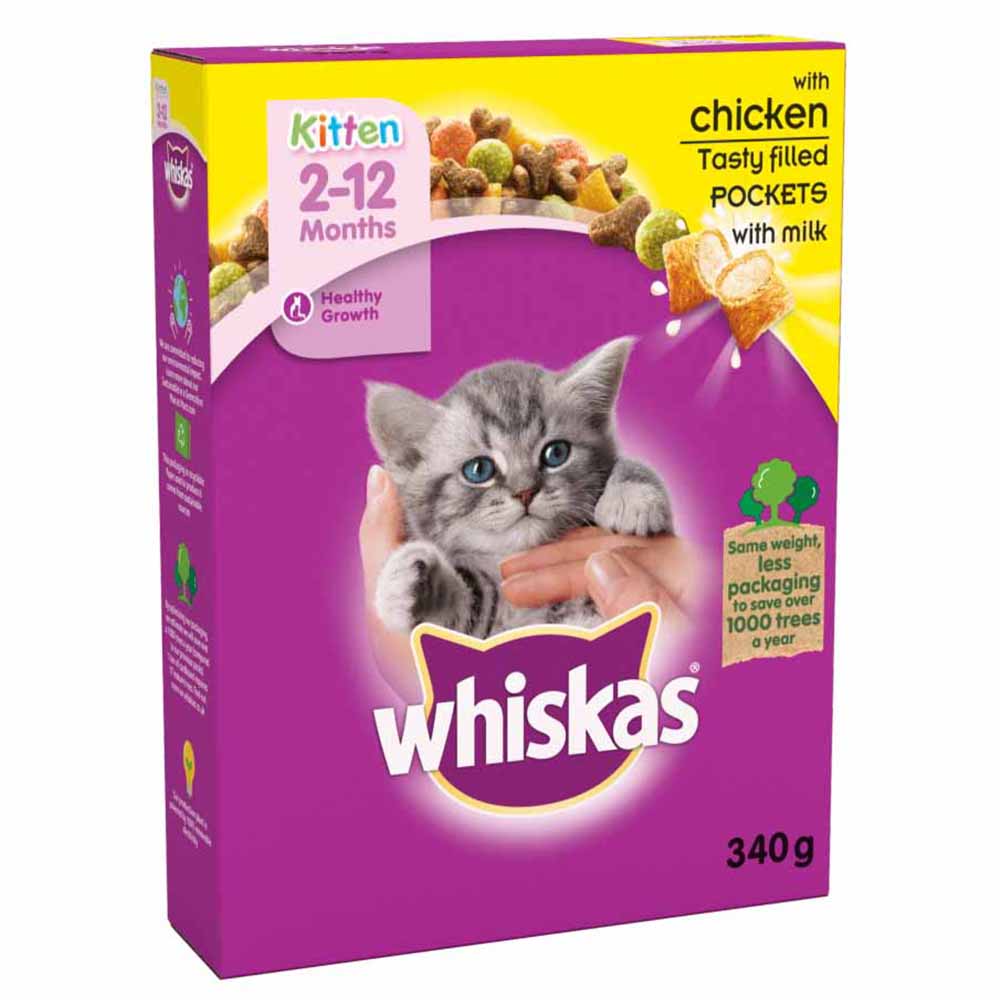 Whiskas Kitten Complete Dry Cat Food Biscuits Chicken 340g Image 3