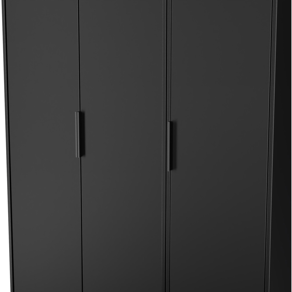 Crowndale Hong Kong 3 Door Matt Black Tall Wardrobe Ready Assembled Image 5