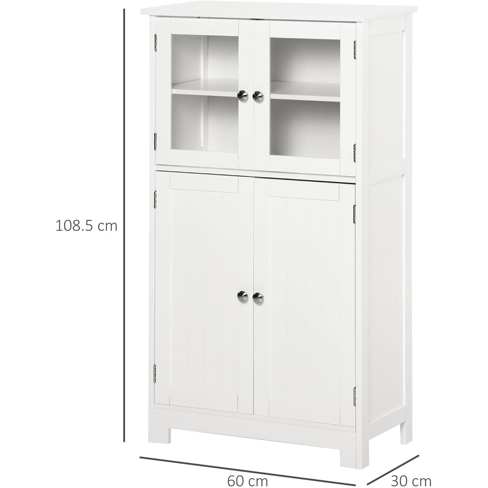 Kleankin 4 Door White Bathroom Floor Storage Cabinet Image 6