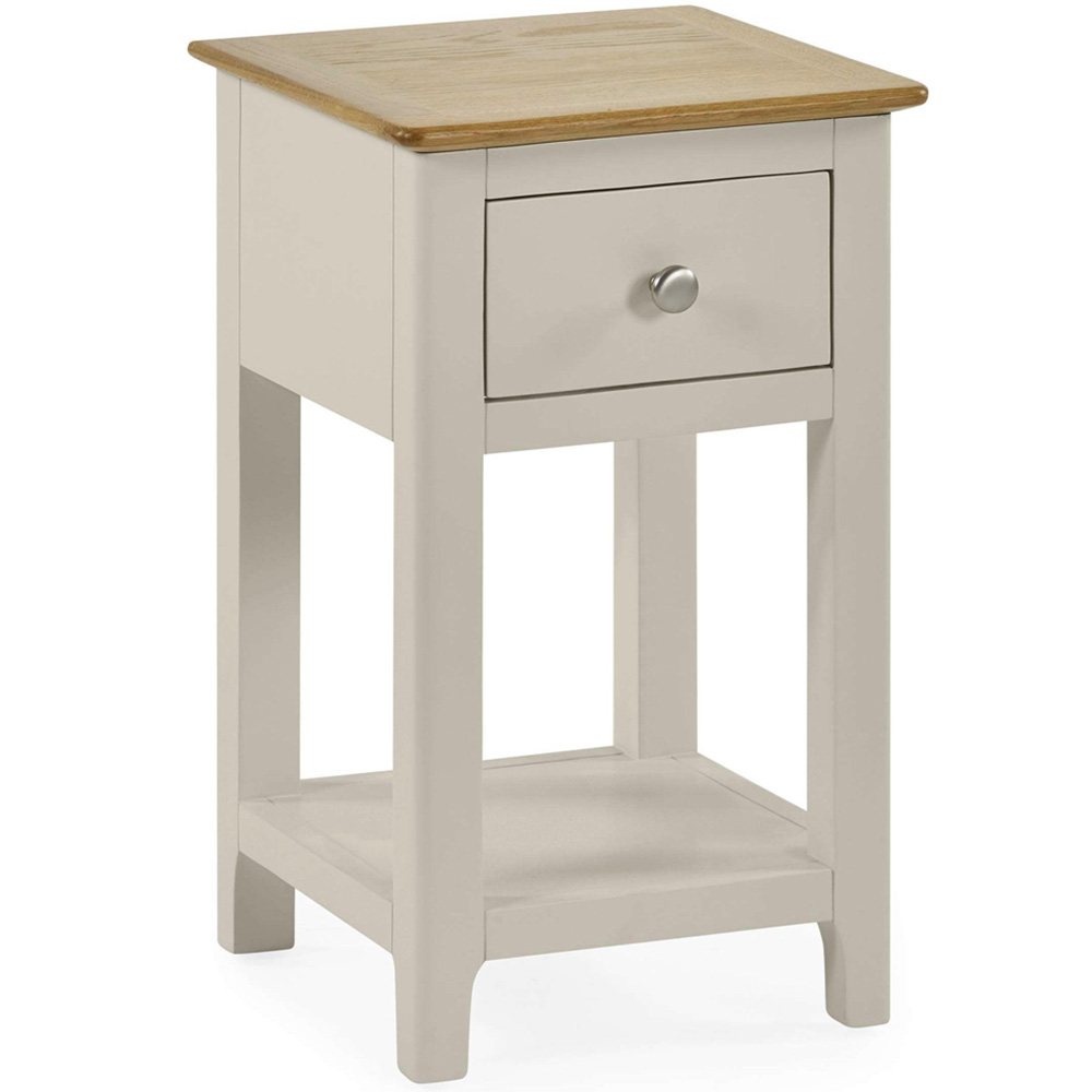 Julian Bowen Somerset Single Drawer Single Shelf Truffle Grey and Oak Compact Bedside Table Image 2