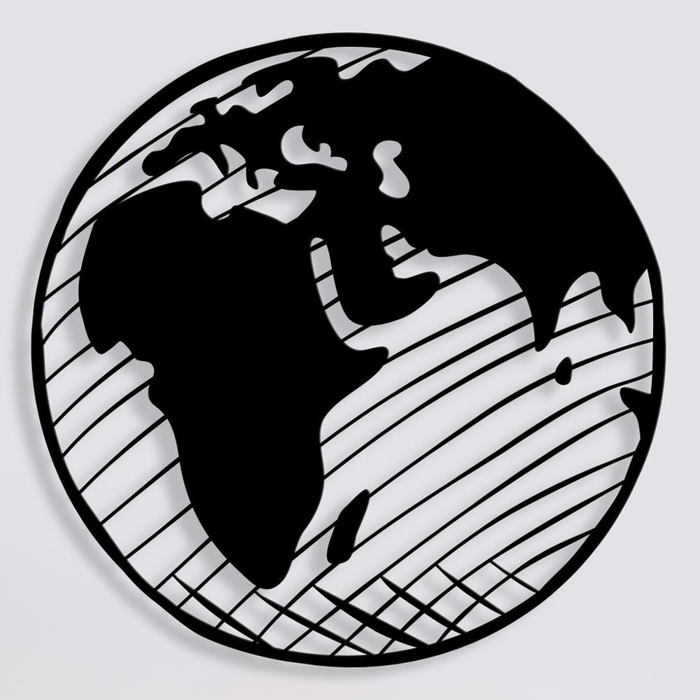 Decortie Our Planet Black Metal Wall Sculpture Art 55 x 55cm Image 2