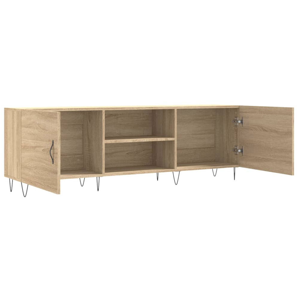 vidaXL 2 Door 2 Open Shelf Sonoma Oak TV Cabinet with Black Metal Legs Image 5