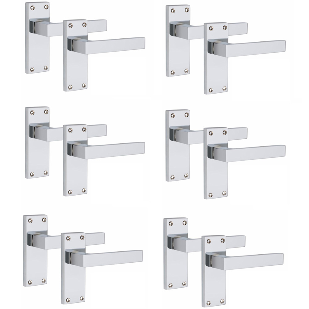 Golden Grace Silver Victorian Straight Delta Latch Door Handle 6 Pack 120 x 40mm Image 1