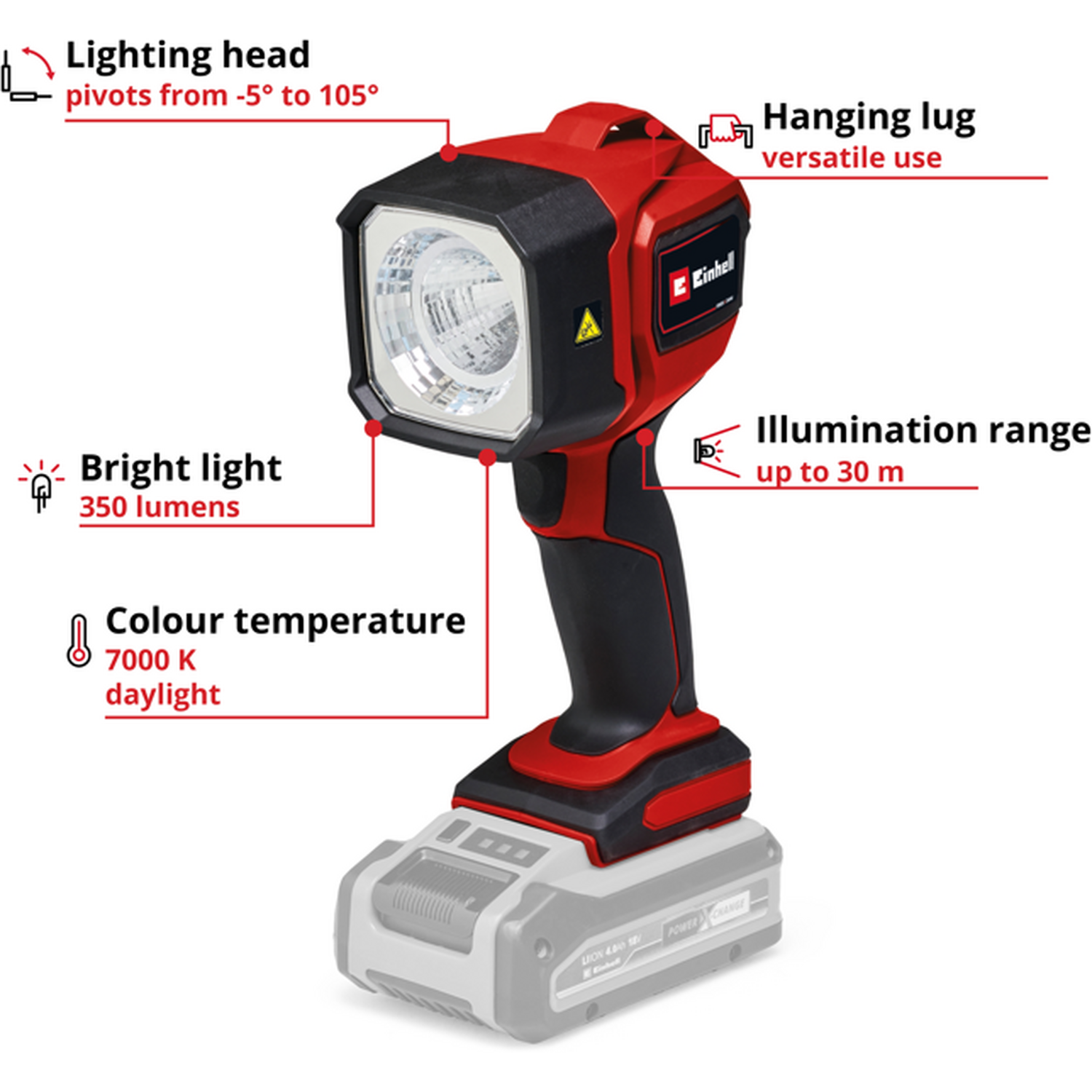Einhell PXC 18V Cordless Work Light Red Image 2