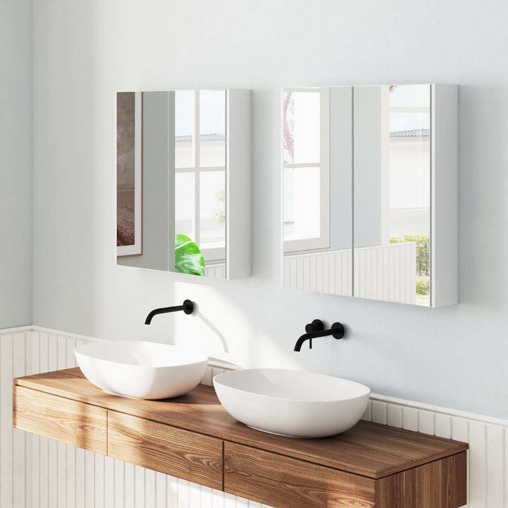 Costway 2 Door White Mirrored Cabinet Image 3