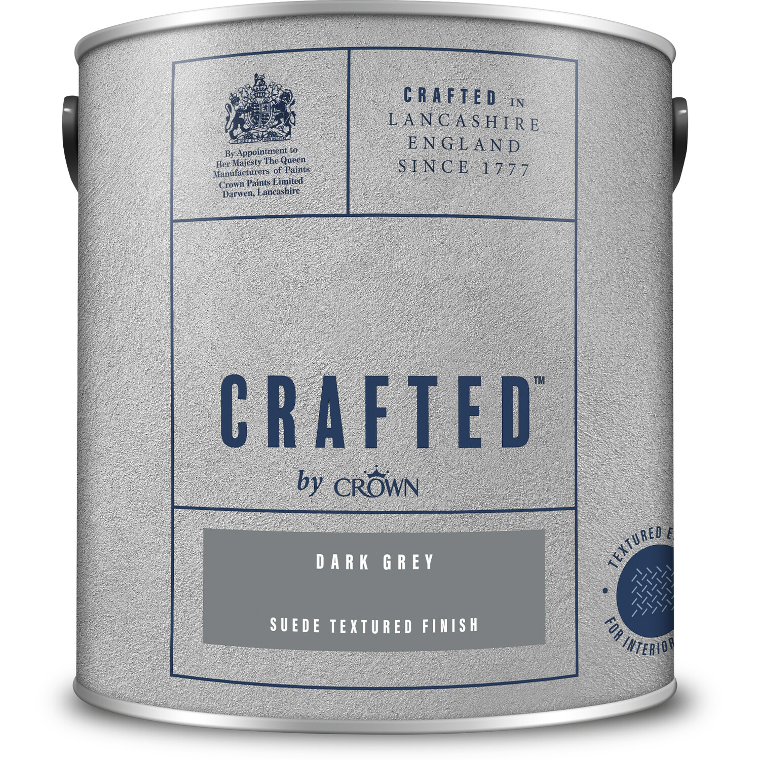 Crown Crafted Walls Dark Grey Suede Textured Finish Paint 2.5L Image 2