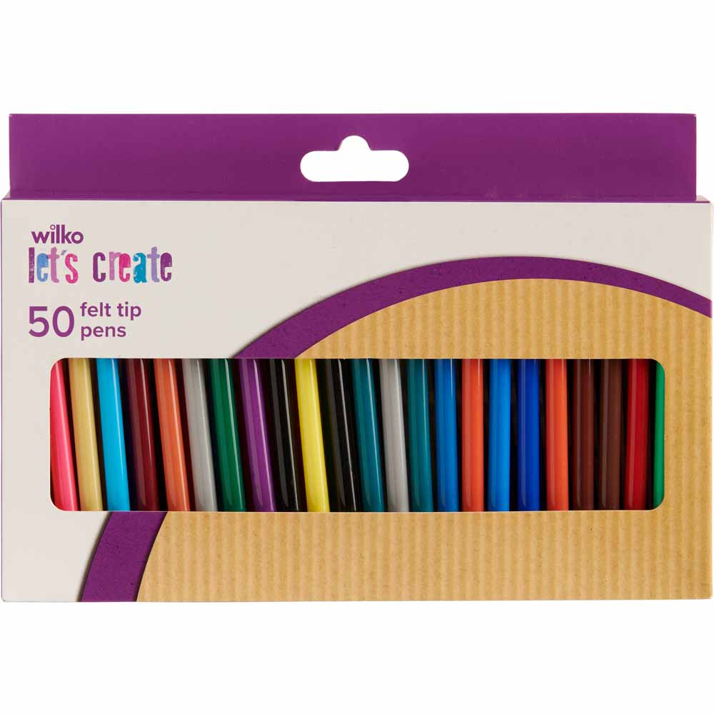 Wilko Colouring Felt Pens 50pk Wilko