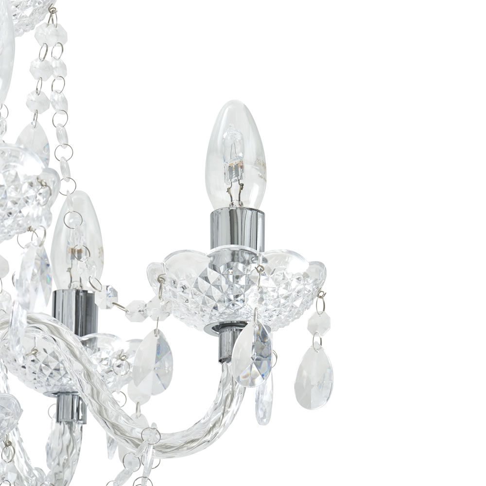 Wilko Marie Therese 5 Arm Clear Chandelier Ceiling  Light Image 5