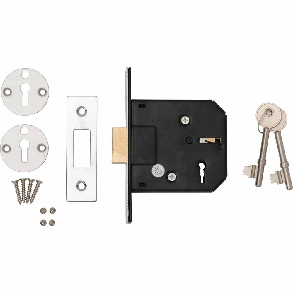 Wilko 3 Lever Mortice Deadlock 3in Image 1