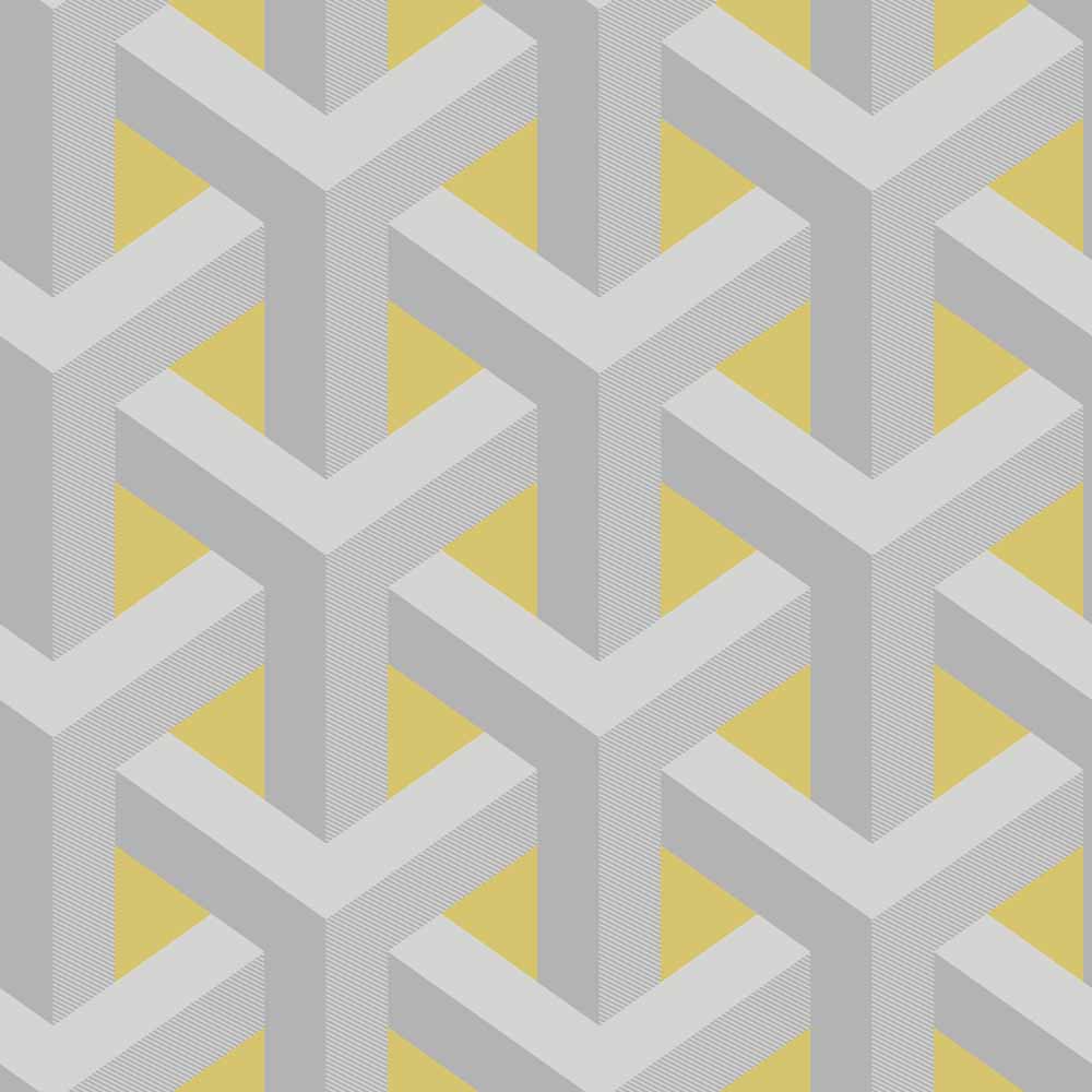 Holden Decor Glistening Trident Geometric Metallic Grey/Yellow Wallpaper Image 1