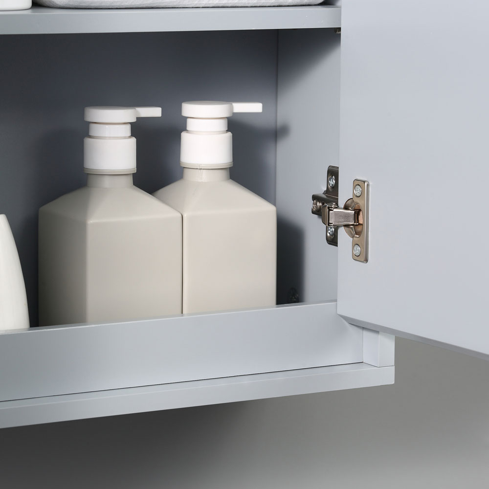 HOMCOM Grey Wall Mounted Mirror Bathroom Cabinet Image 5