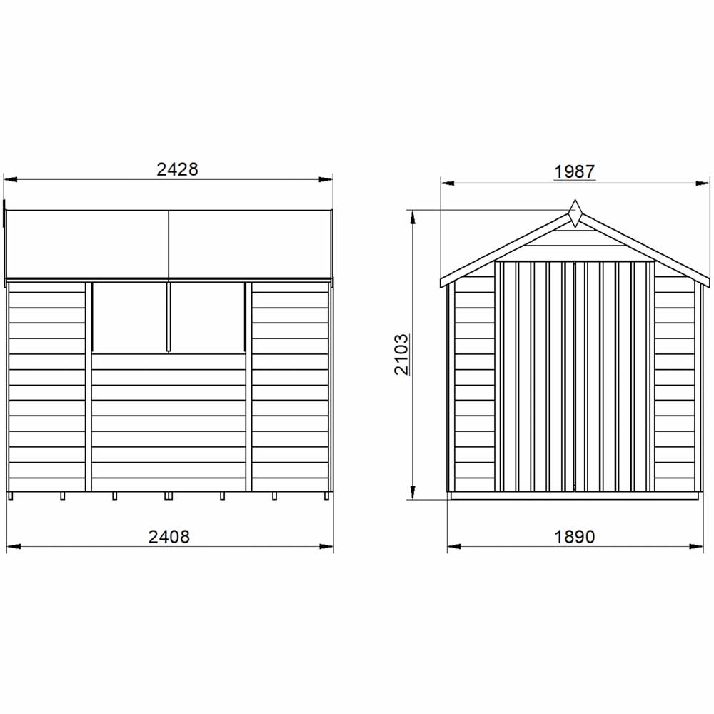 Forest Garden 8 x 6ft Double Door Overlap Pressure Treated Apex Shed Image 16