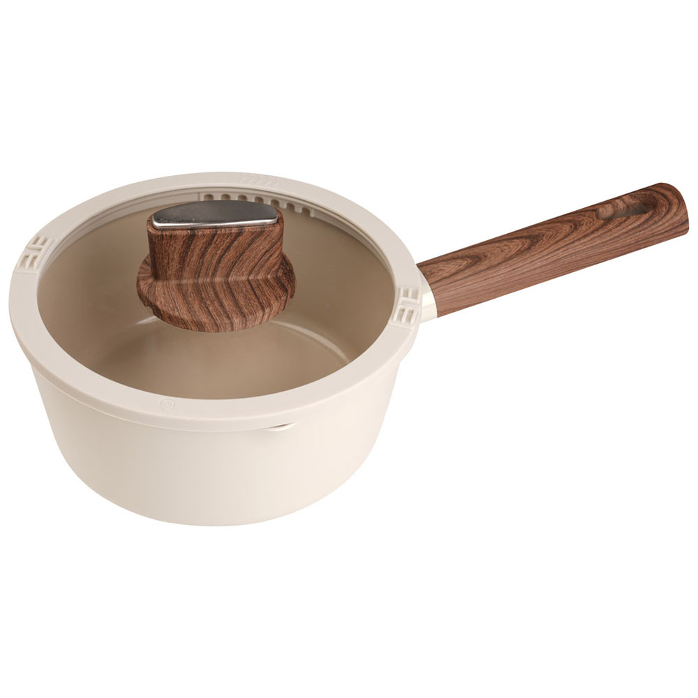Baker's Secret 18cm Cream Wooden Handle Saucepan Image 1